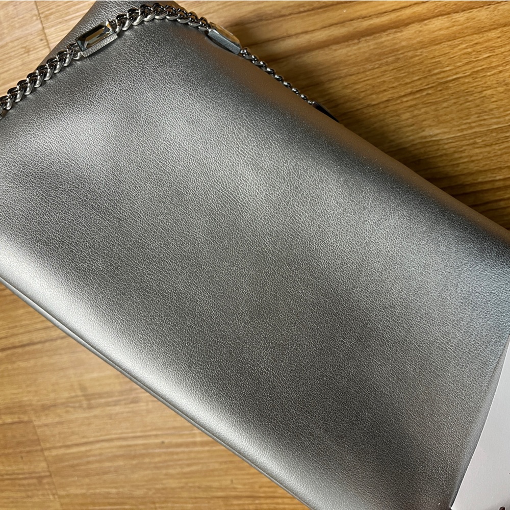 Kate Spade Anya metallic silver crossbody clutch NWT vegan leather chain bag - Picture 15 of 15